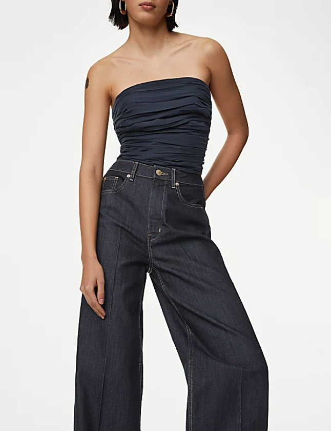 Jean élégant coupe large taille haute | M&S FR