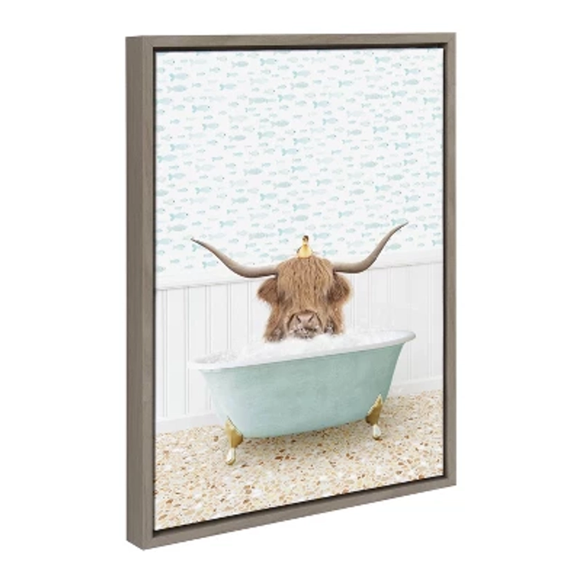 Kate & Laurel All Things Decor 18"x24" Sylvie Highland Cow & Duckling Art: Amy Peterson Studio, Nursery Decor