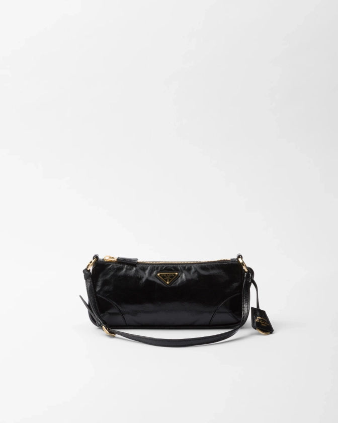 Black Prada Re-edition 2002 Small Leather Shoulder Bag | PRADA