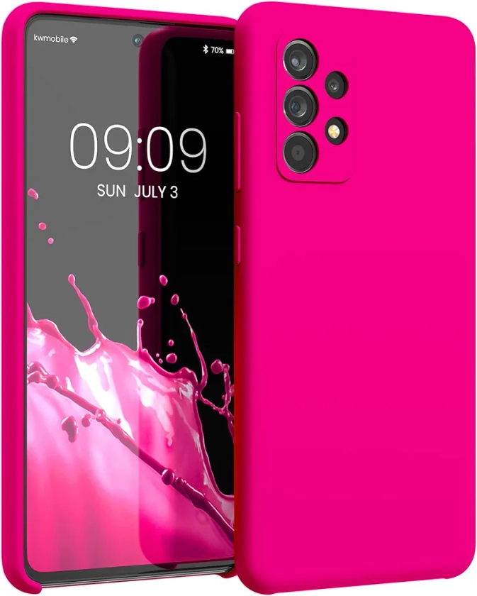 kwmobile Case Compatible with Samsung Galaxy A52 / A52 5G / A52s 5G Case - TPU Silicone Phone Cover with Soft Finish - Neon Pink