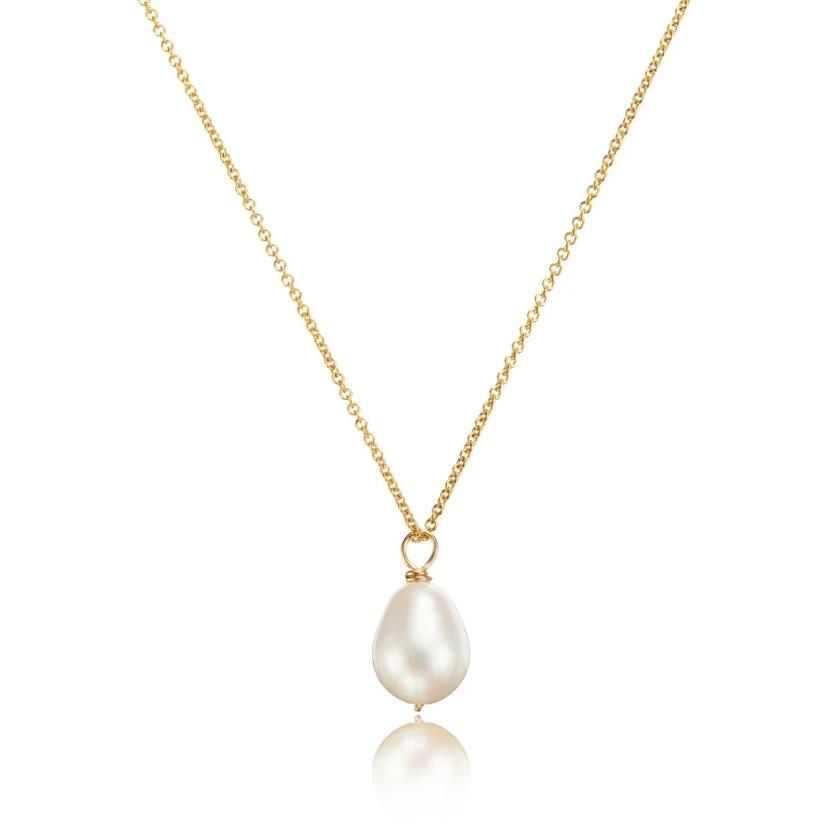 Gold Large Single Pearl Necklace