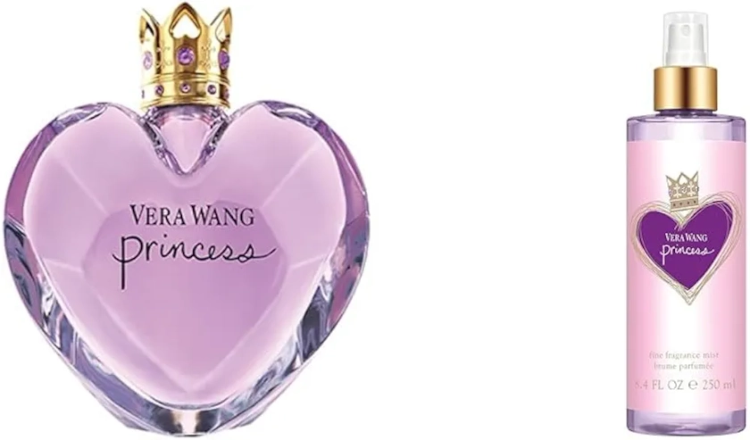 Vera Wang Princess Eau de Toilette Spray for Women, Vanilla, 3.4 Fl Ounce & Princess Hair and Body Mist, 8.4 fl Oz