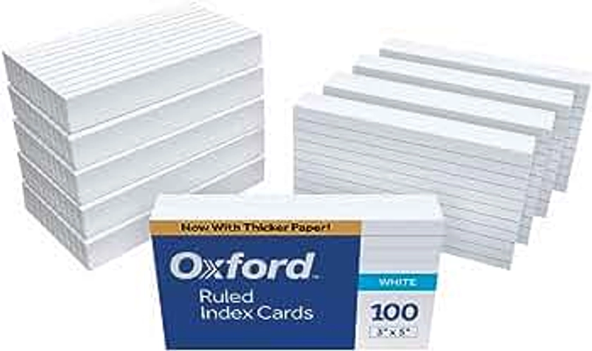 Oxford - Tarjetas de índice rayadas, 3 x 5 pulgadas, blancas, 1000 tarjetas (10 paquetes de 100) (31)