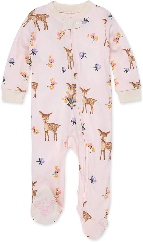 Burt's Bees Baby Girls Pajamas, Sleep and Play Loose Fit, 100% Organic Cotton Soft One-piece PJs, Sizes NB to 6-9 Months