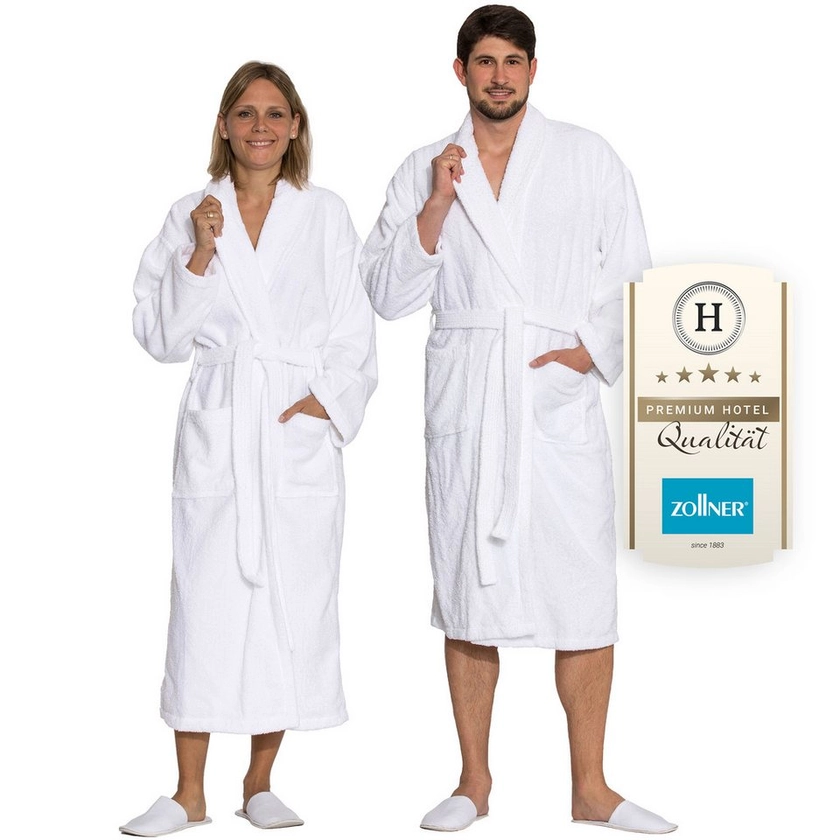 ZOLLNER Unisex-Bademantel, 100% Baumwolle, Schalkragen, Gürtel, Schalkragen, 100% Baumwolle, vom Hotelwäschespezialiten, S-6XL