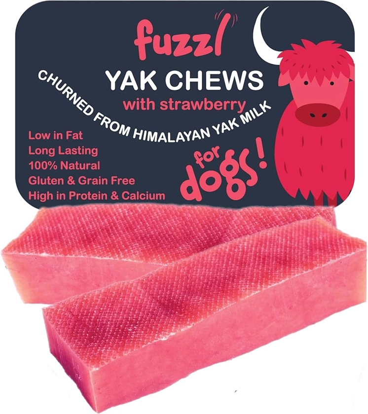 Fuzzl Yak Chews per cani, confezione da 2 pezzi, 140 g di fragola, dolcetti naturali per cani con latte di yak himalayano - Yak da masticare senza nascondere, cibo naturale per cani da masticare a : Amazon.it: Prodotti per animali domestici