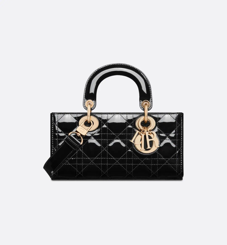 Small Lady D-Joy Bag Black Patent Cannage Calfskin | DIOR