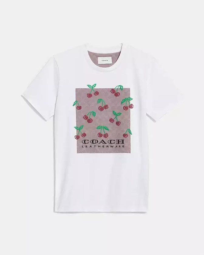 COACH® | Signature Square Cross Stitch Cherries T Shirt