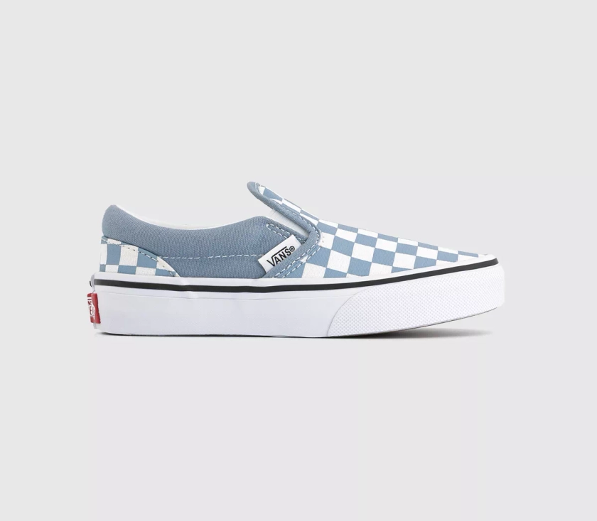 Vans Classic Slip On Trainers Kids Color Theory Checkerboard Dusty Blue - Unisex