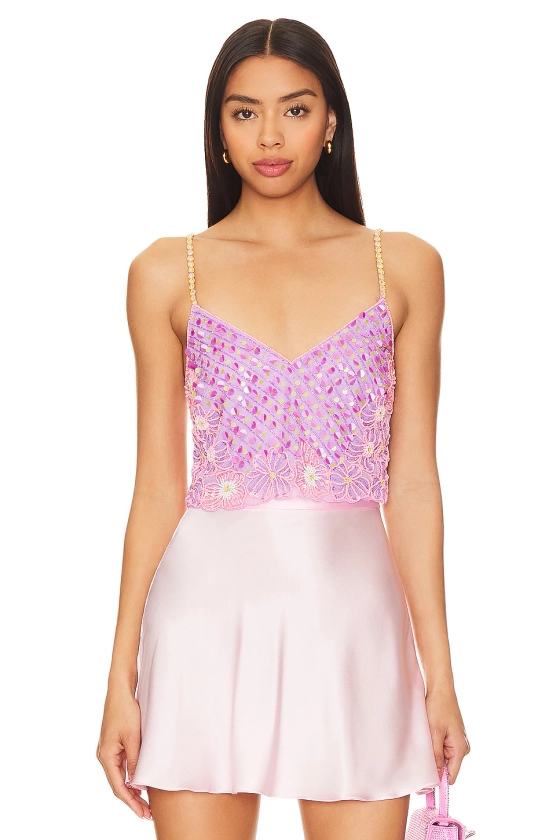 MAJORELLE Naya Embellished Top in Powder Purple | REVOLVE