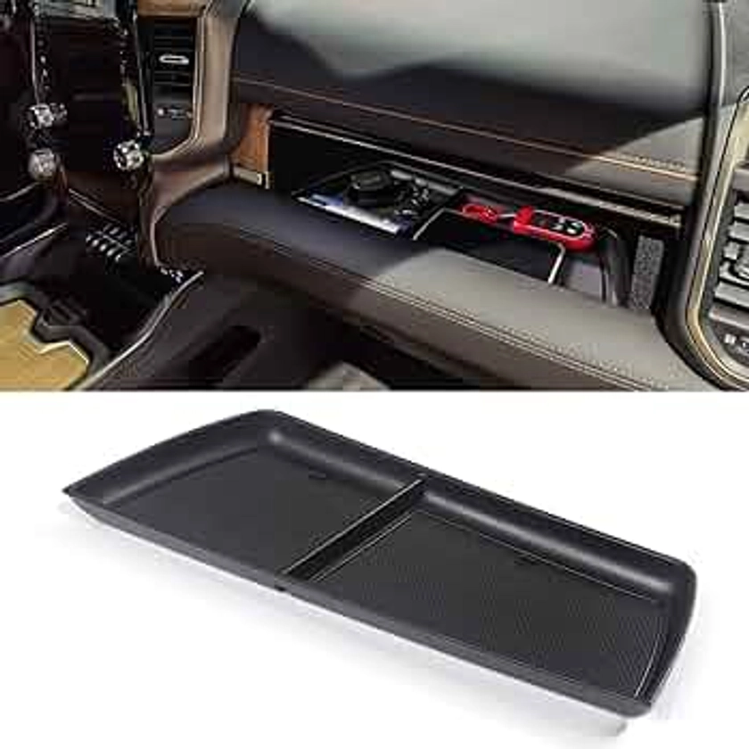 Moonlinks Compatible with Dodge Ram 1500 2500 3500 Glove Box Organizer 2019 2020 2021 2022 2023 2024,Center Console Organizer Console Tray Storage with Rubber Pad for RAM 1500 2500 3500 2019-2024