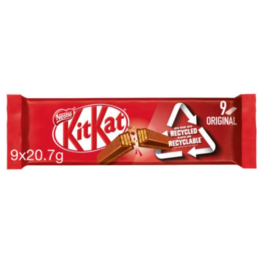Kit Kat 2 Finger Milk Chocolate Biscuit Bar, 9 Pack