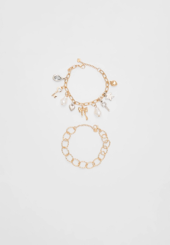 Lot de 2 bracelets multi-charms - Bijoux femme | Stradivarius France