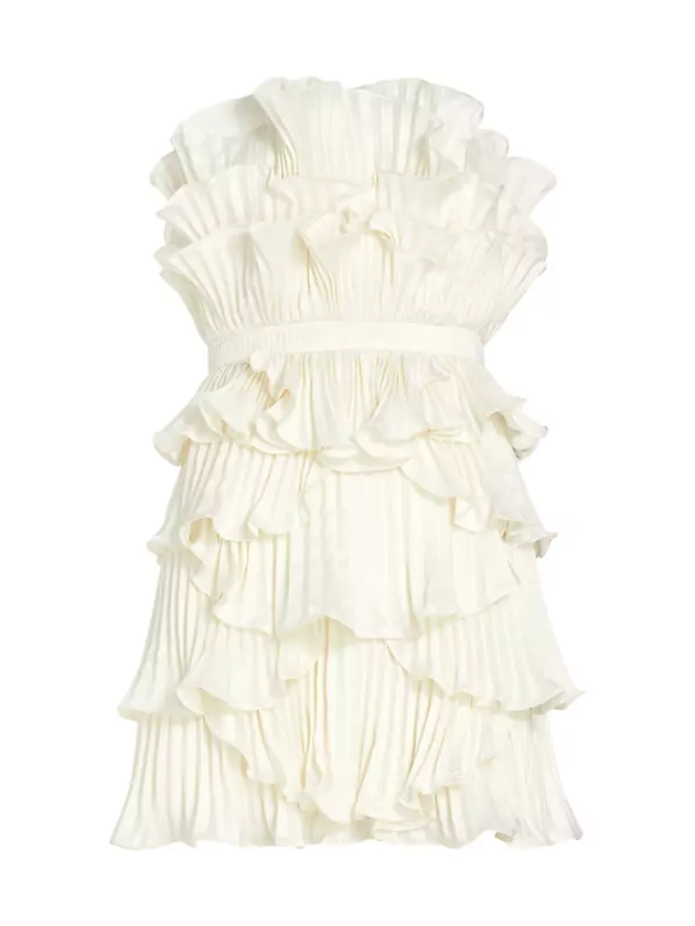 Shop Amur Reed Pleated Shell Strapless Minidress | Saks Fifth Avenue