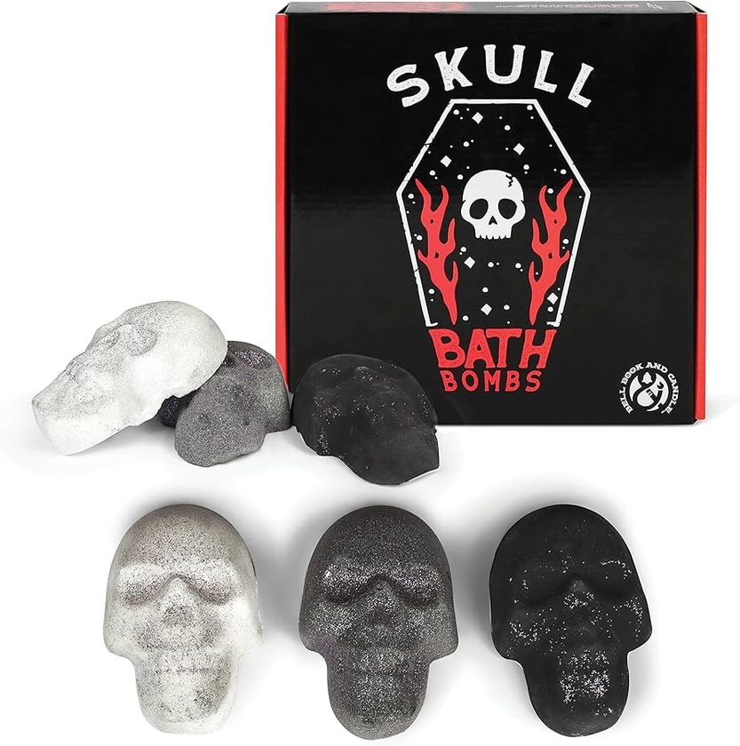 Skull Bath Bomb Set - Scented 6 Pack - Spooky Valentines Day Gifts, Goth Valentines Day Decor - Witchy Gifts, Goth Gifts for Women, Spooky Gifts - Gothic Bathroom Décor…