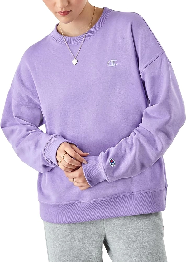 Champion Women's Sweatshirt, Powerblend, Crewneck for Women, Script (Plus Size Available)