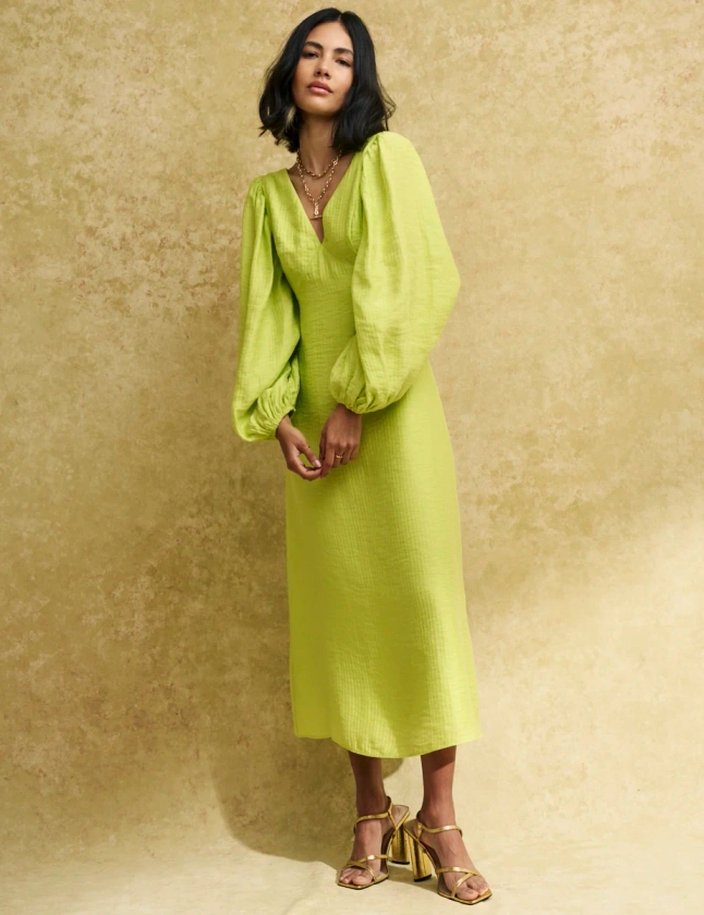 nobody's child Fearne Cotton Lime Green Zendaya Midi Dress TENCEL™ LYOCELL