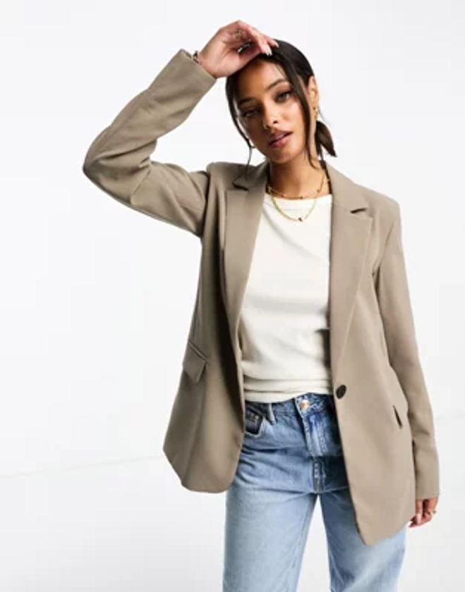 Pull&Bear - Blazer oversize - Marron taupe