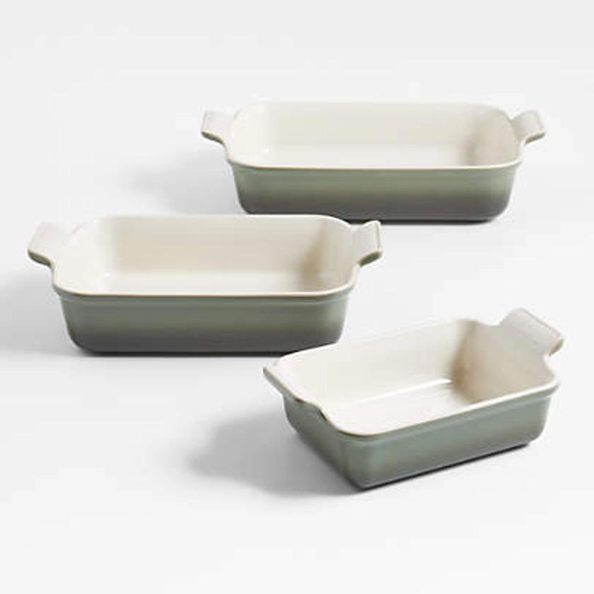 Le Creuset Heritage Thyme Rectangular Dishes, Set of 3 + Reviews | Crate & Barrel