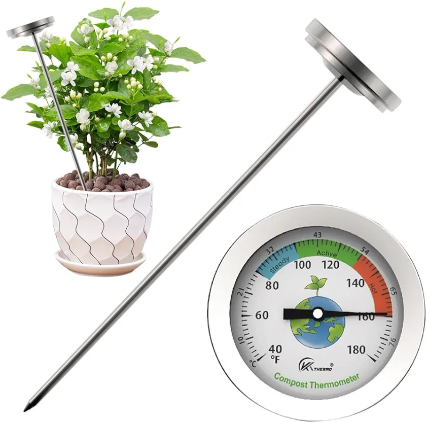 Garden Thermometer | 7 Inch Outside Thermometer | Outdoor Temperature Thermometer, Easy-to-Read Soil Thermometer for Planting, Garden Soil Thermometer, for Seeding