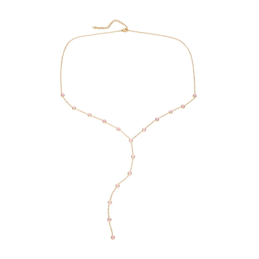 India Droplet Necklace Gold & Pink