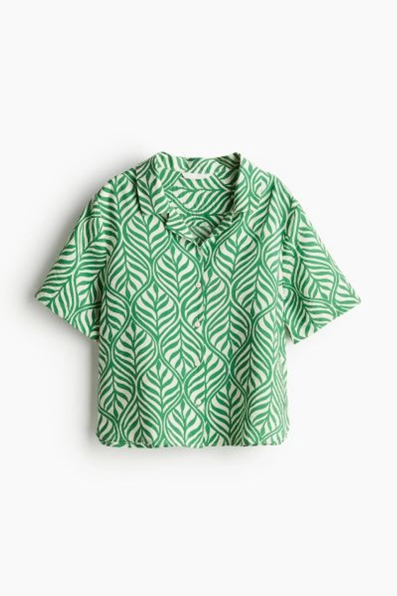 캠프 셔츠 - 그린/나뭇잎 패턴 - 여성 | H&M KR