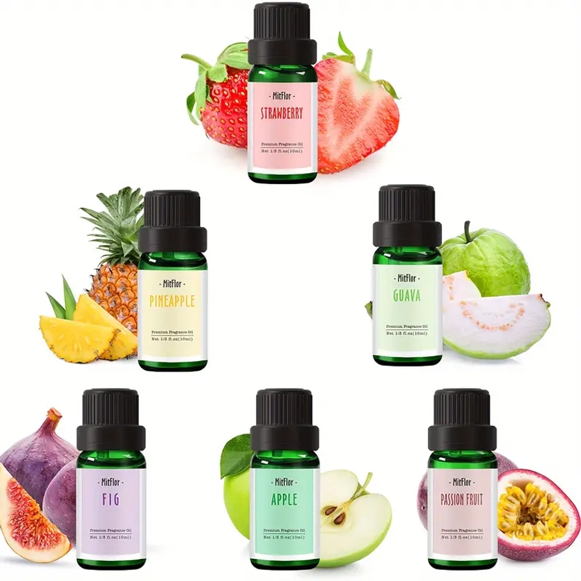 Fruit Essential Oils Premium Fragrance Oil Diffuser Oil Scents For Summer Fruit Fig 6x10ml - Health & Household - Temu