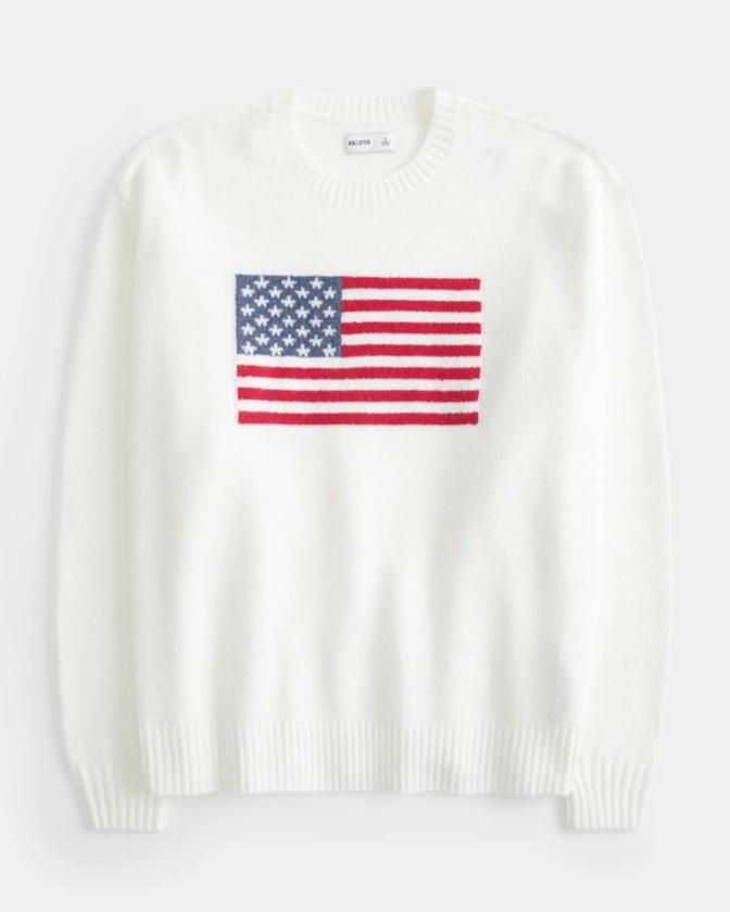 Women's Hollister Comfy Cloud American Flag Graphic Crew Sweater | Women's Tops | HollisterCo.com