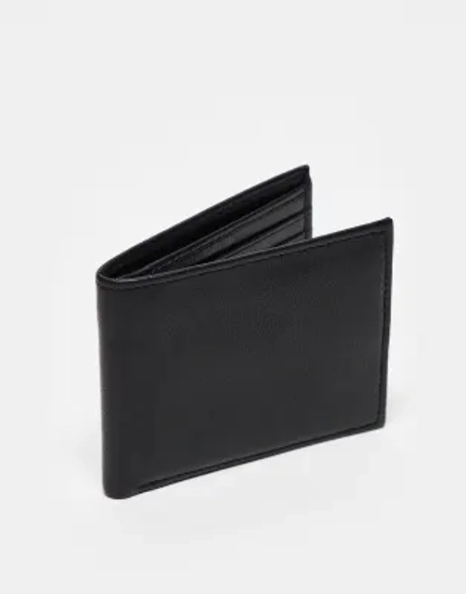 ASOS DESIGN - Portefeuille en cuir avec emplacement pour cartes - Noir