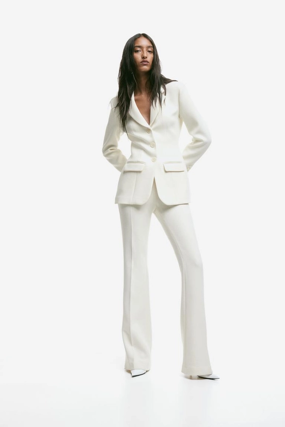Twill blazer - V-neck - Long sleeve - White - Ladies | H&M GB