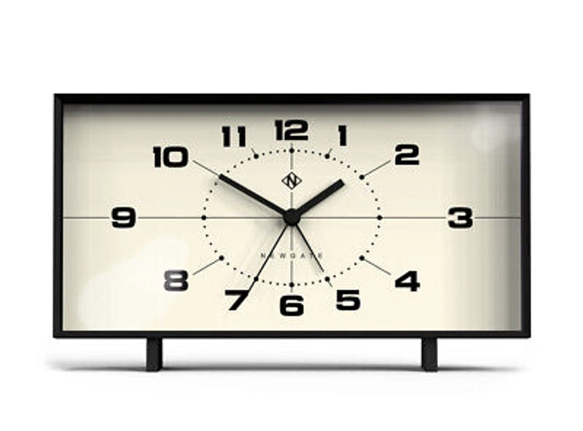 Alarm Clock Mantel Clock Black Retro Mid-Century No Tick Kitchen Newgate 20cm | eBay