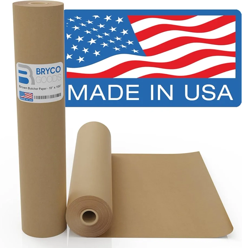 Brown Kraft Butcher Paper Roll - 18 Inch x 100 Feet Brown Paper Roll for Wrapping and Smoking Meat, BBQ Paper for the Perfect Brisket Crust - Durable, Unbleached and Unwaxed Food Grade Grilling Paper