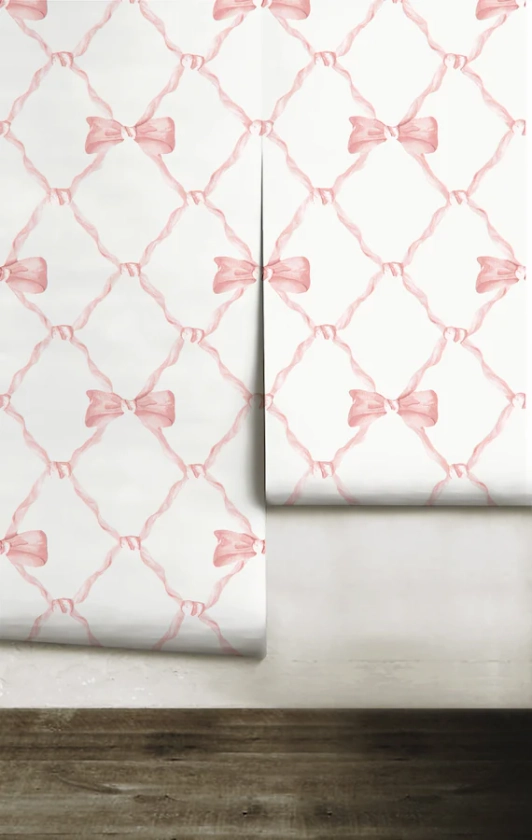 Olivia Bow Trellis || Watercolor Floral || Traditional or Removable • Vinyl-Free • Non-toxic