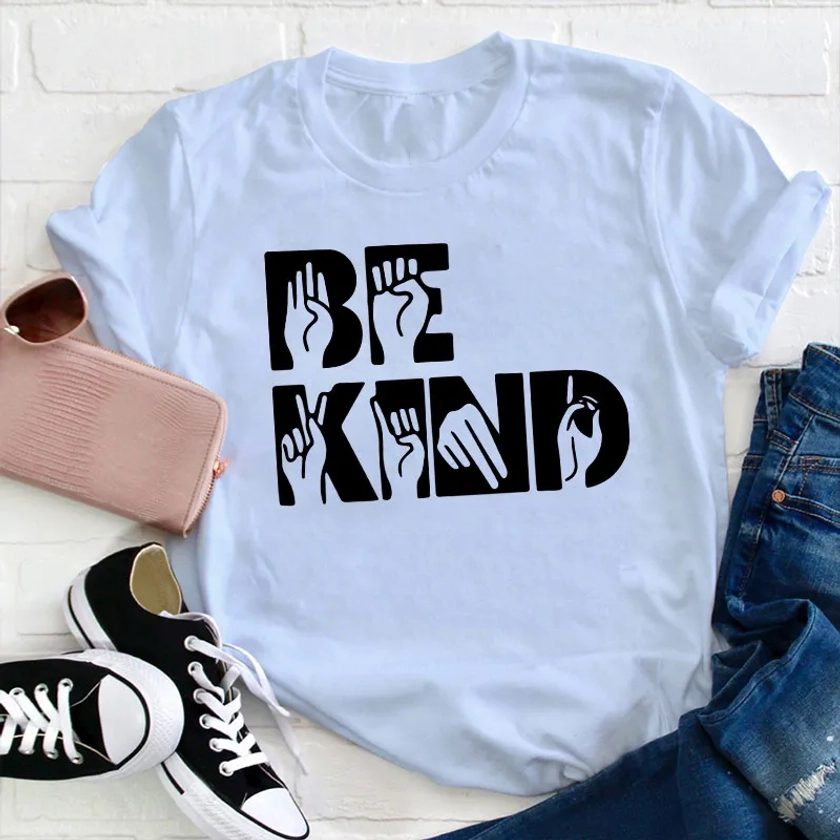 Gesture Be Kind Teacher T-Shirt