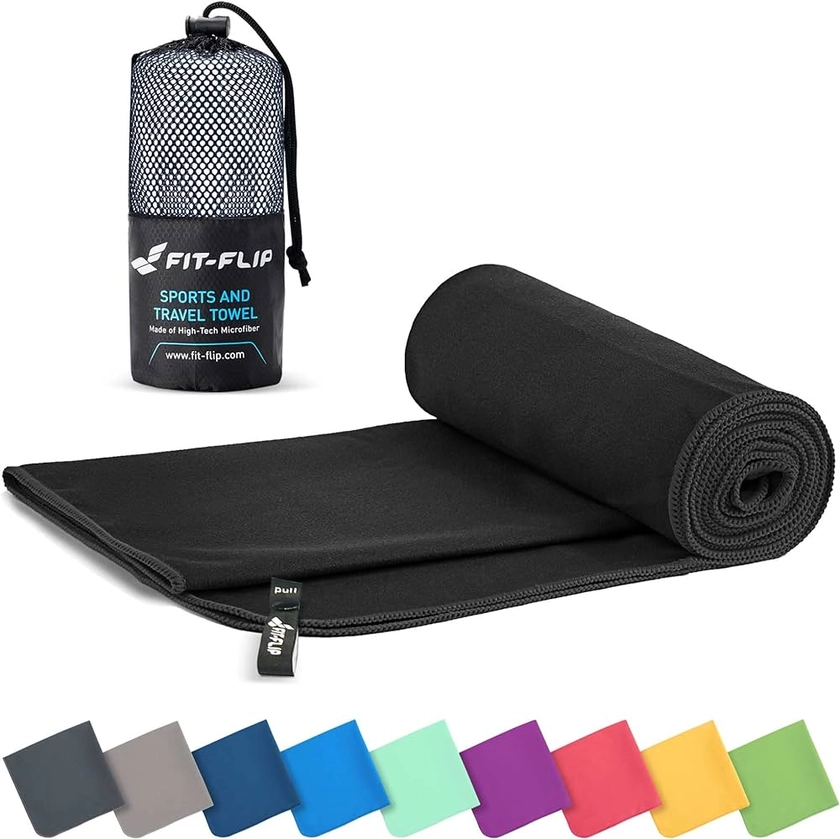Fit-Flip Microfibre towel - compact, ultra lightweight & fast drying travel towel - the perfect sports, gym & beach towel, camping towel and swimming towels