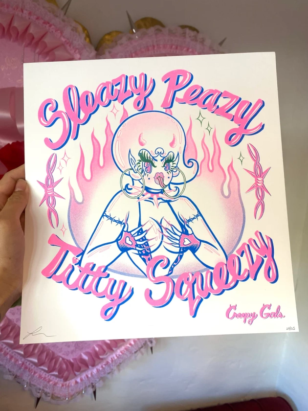 Sleazy Peazy 14x14” Risograph Print