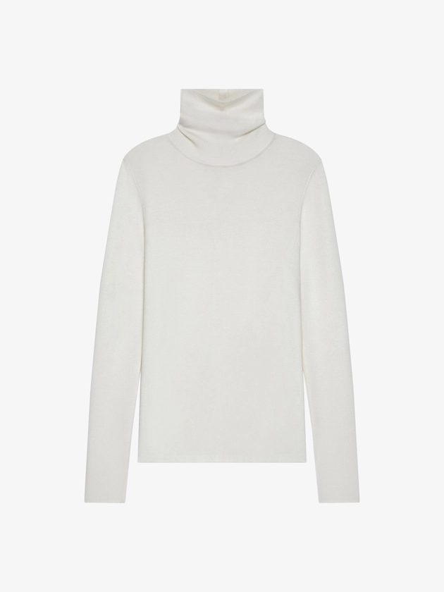 Pull à col roulé en laine et soie avec perles - naturel | GIVENCHY FR