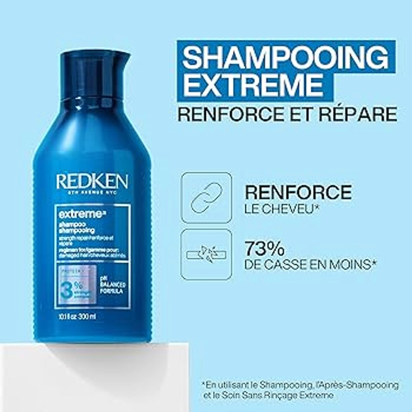 Redken | Shampoing Fortifiant pour Cheveux Abimés, Riche en Protéines, Extreme