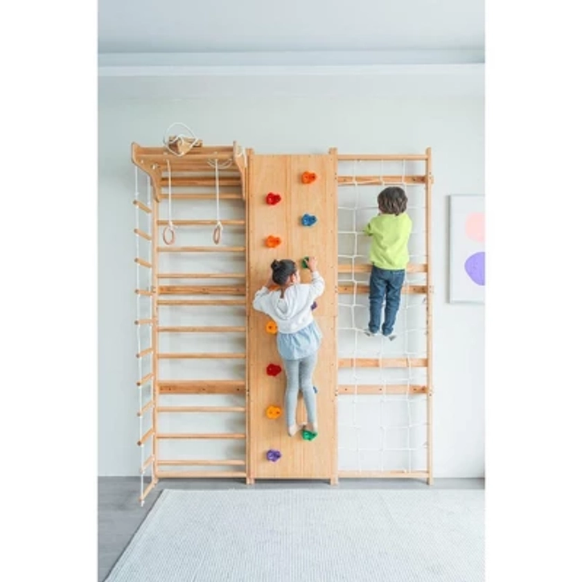 Walnut - 9-in-1 Swedish Ladder Wall Gym and Climber