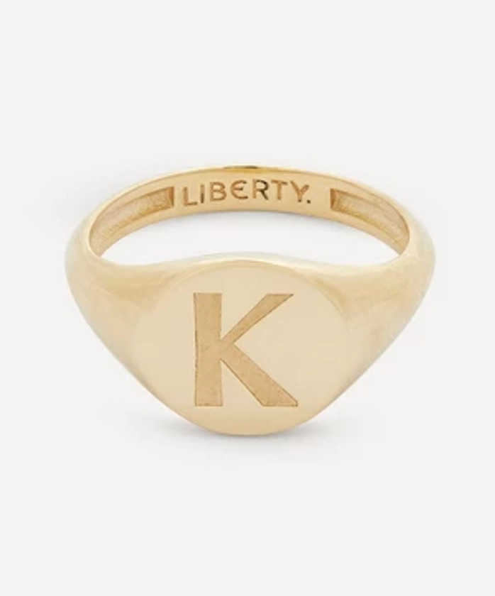 Liberty 9ct Gold Initial Liberty Signet Ring - K | Liberty
