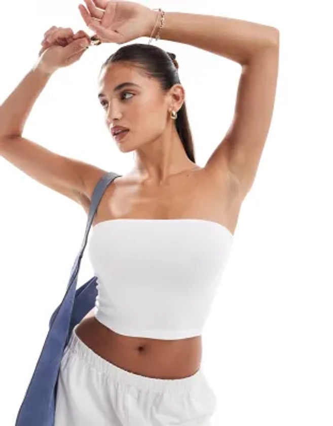 ASOS DESIGN - Ultimate - Top bandeau court en coton biologique - Blanc | ASOS