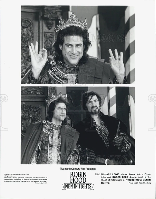 1993 Press Photo Richard Lewis And Roger Rees In "Robin Hood: Men In Tights"
