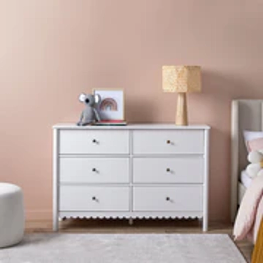 Maisie Scalloped Six Drawer - White