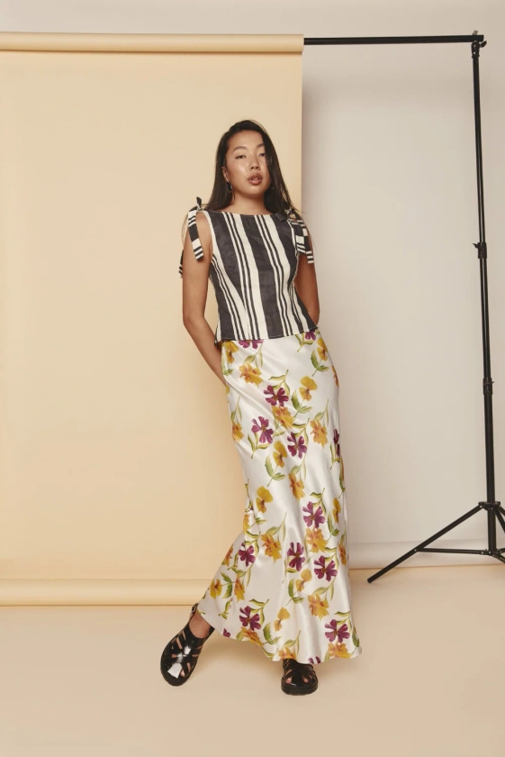 Kiara Bias Cut Maxi Skirt Flora