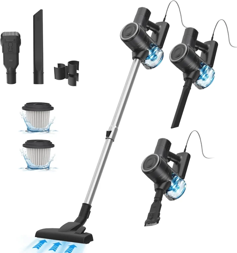 20Kpa Aspirateur Balai Puissant,Aspirateur Balai avec Fil Câble 7m,3 en 1 Aspirateur Vertical Filtre HEPA,600W Aspirateur Balai Filaire,Aspirateur Balai avec Support Mural pour Sols Durs Tapis. : Amazon.fr: Cuisine et Maison