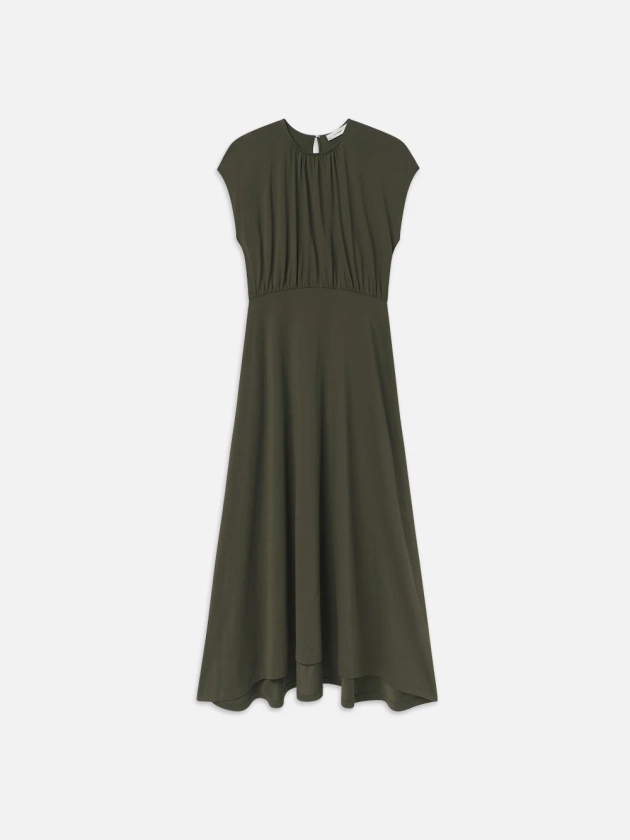 Handkerchief Hem Jersey Dress -- Rich Military