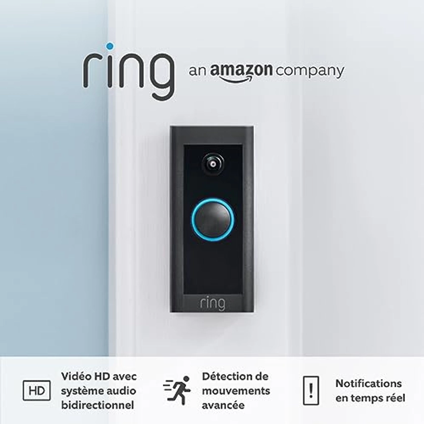 Ring sonnette vidéo filaire (Video Doorbell Wired) | Sonnette connectée avec caméra vidéo HD, visiophone, extérieur étanche, détection de mouvements, raccordée | Essai Ring Protect gratuit 30 j.