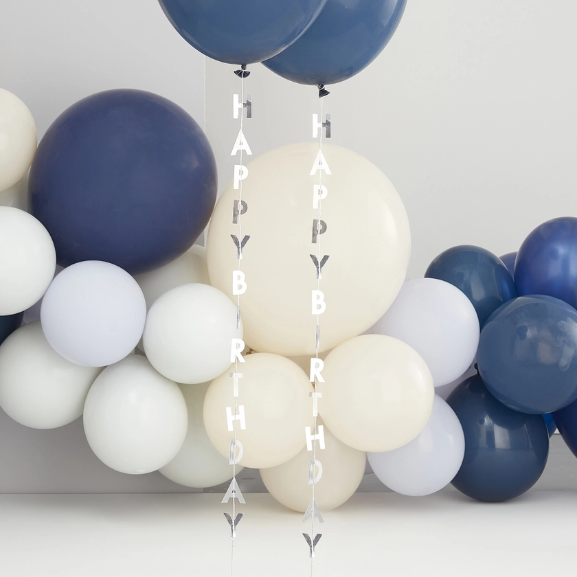 Silver Happy Birthday Balloon Tails | Ginger Ray