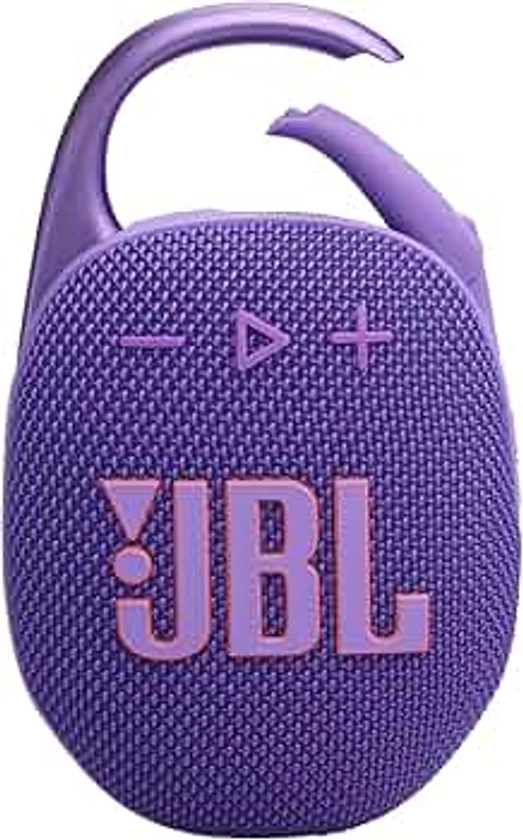 JBL Clip 5 - Ultra-Portable, Waterproof & Dustproof Bluetooth Speaker, Big Pro Sound with Punchy bass, Integrated Carabiner, Up to 12 Hours of Play, Made in Part with Recycled Materials (Purple)