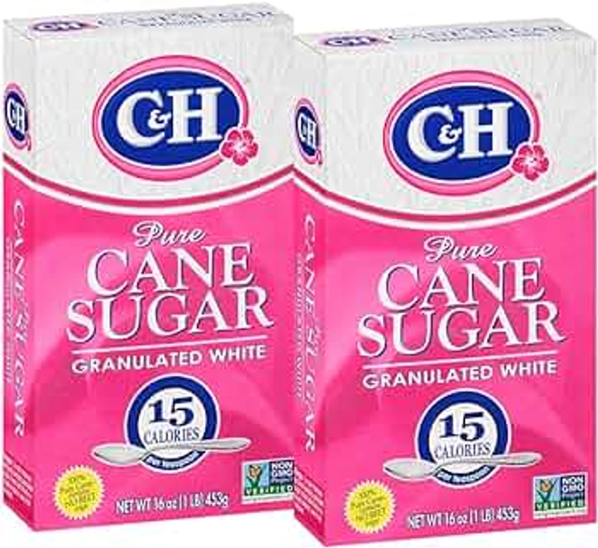 C&H Pure Cane Granulated White Sugar, 1 lb (Pack of 2)